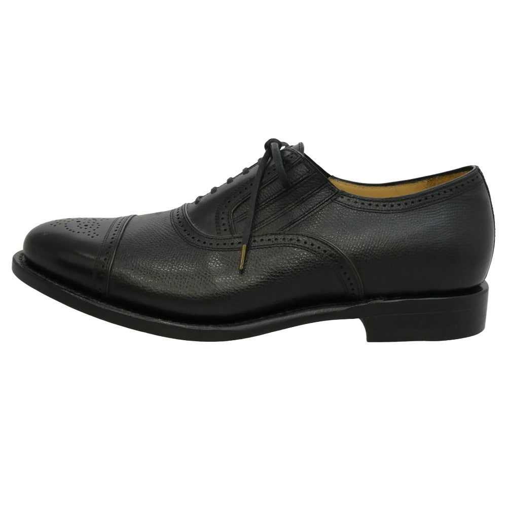 JALAN SRIWIJAYA ジャランスリウァヤ 98746 Fortuna Shoes フォルトゥナ ストレートチップ セミブローグ メダリオン サイドエラスティック レザー シューズ ブラック系 UK9【極上美品】【中古】