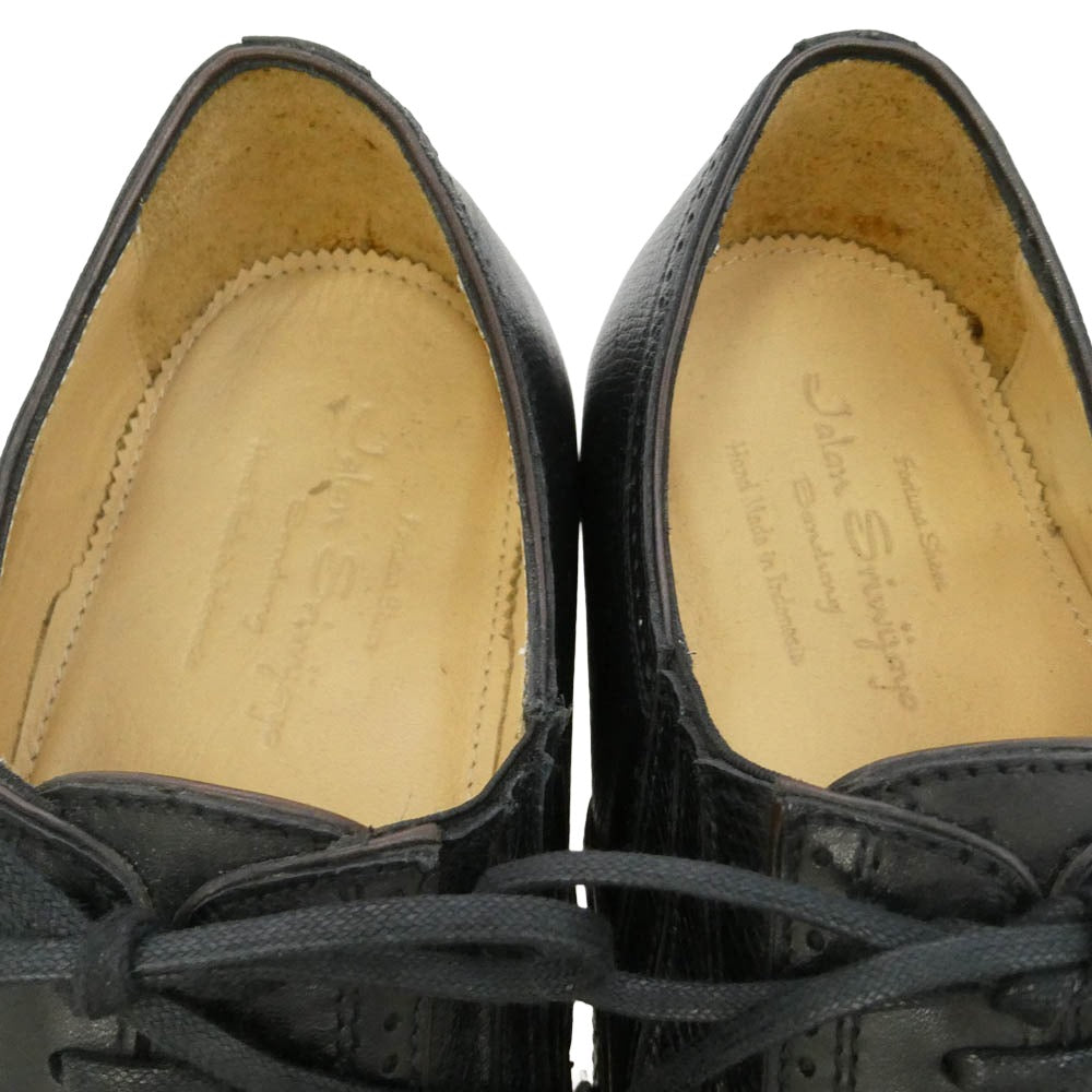 JALAN SRIWIJAYA ジャランスリウァヤ 98746 Fortuna Shoes フォルトゥナ ストレートチップ セミブローグ メダリオン サイドエラスティック レザー シューズ ブラック系 UK9【極上美品】【中古】