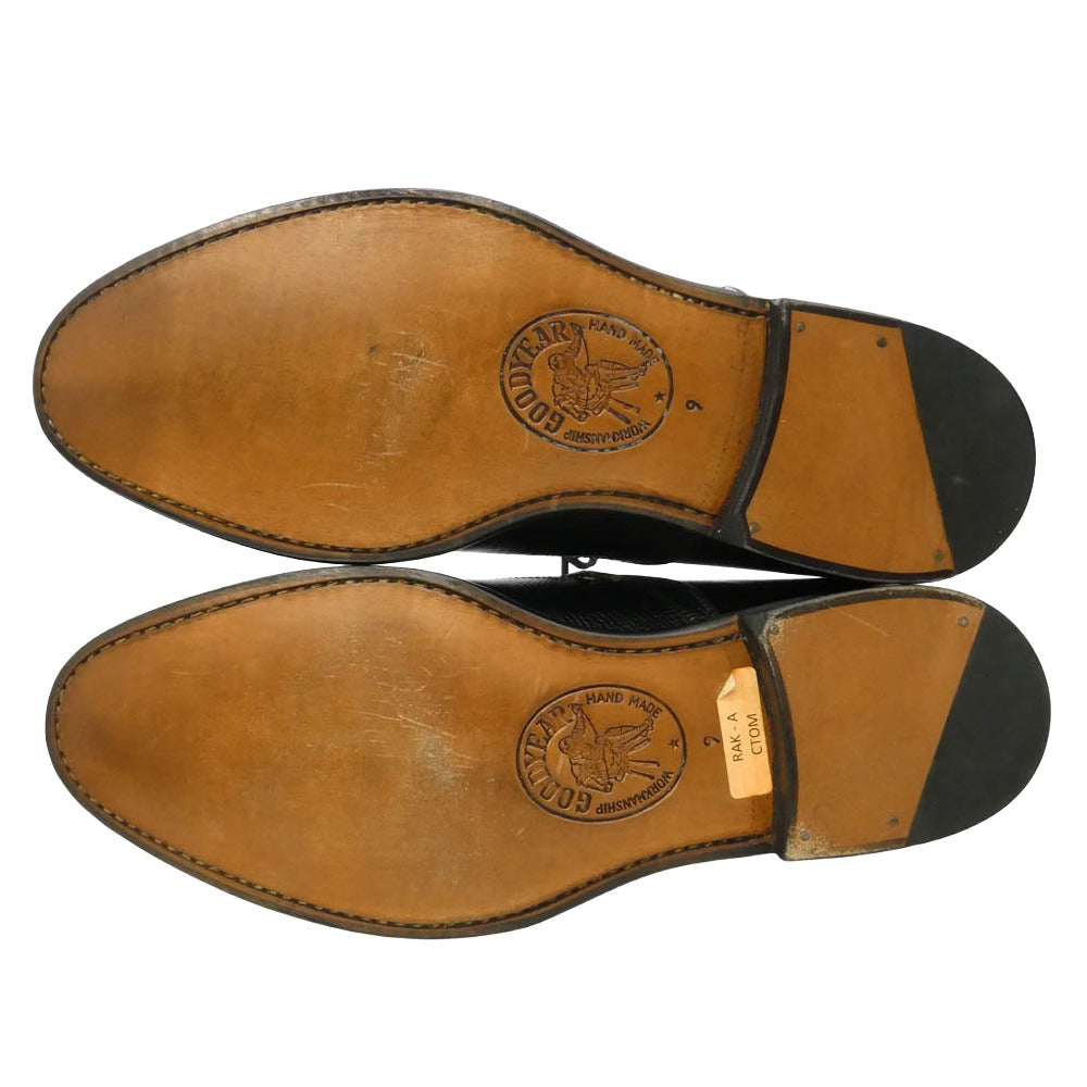JALAN SRIWIJAYA ジャランスリウァヤ 98746 Fortuna Shoes フォルトゥナ ストレートチップ セミブローグ メダリオン サイドエラスティック レザー シューズ ブラック系 UK9【極上美品】【中古】