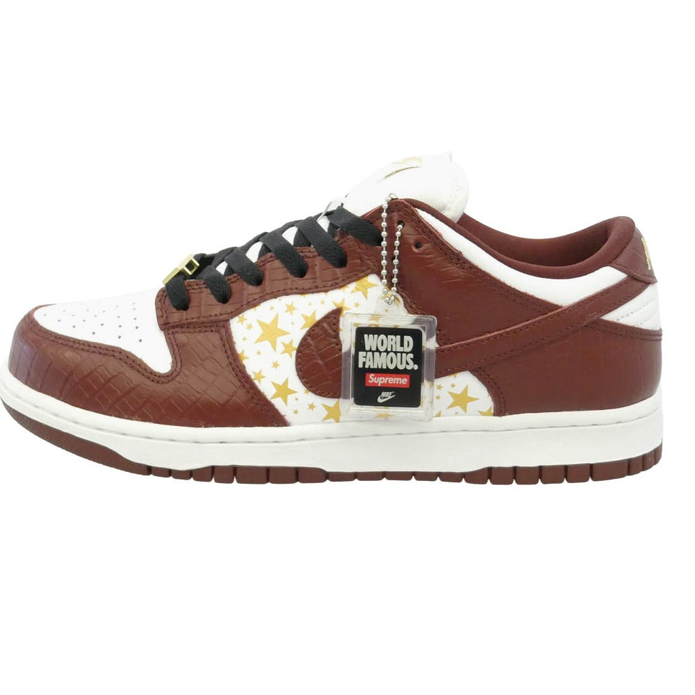 Supreme シュプリーム NIKE SB ナイキエスビー DH3228-103 フェイクバスターズ鑑定済 Nike ナイキ SB Dunk Low OG QS Gold Stars White Barkroot Brown ダンク ロー ゴールドスターズ ホワイト バークルートブラウン ローカット スニーカー ホワイト系 ブラウン系 27cm【極上美品】【中古】