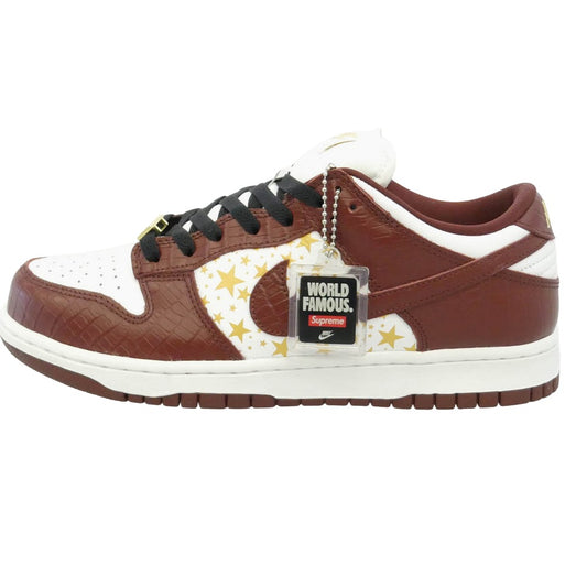 Supreme シュプリーム NIKE SB ナイキエスビー DH3228-103 フェイクバスターズ鑑定済 Nike ナイキ SB Dunk Low OG QS Gold Stars White Barkroot Brown ダンク ロー ゴールドスターズ ホワイト バークルートブラウン ローカット スニーカー ホワイト系 ブラウン系 27cm【極上美品】【中古】