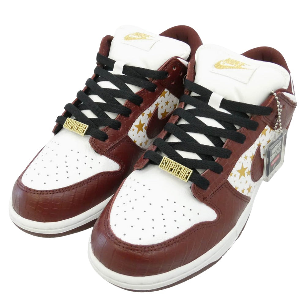 Supreme シュプリーム NIKE SB ナイキエスビー DH3228-103 フェイクバスターズ鑑定済 Nike ナイキ SB Dunk Low OG QS Gold Stars White Barkroot Brown ダンク ロー ゴールドスターズ ホワイト バークルートブラウン ローカット スニーカー ホワイト系 ブラウン系 27cm【極上美品】【中古】