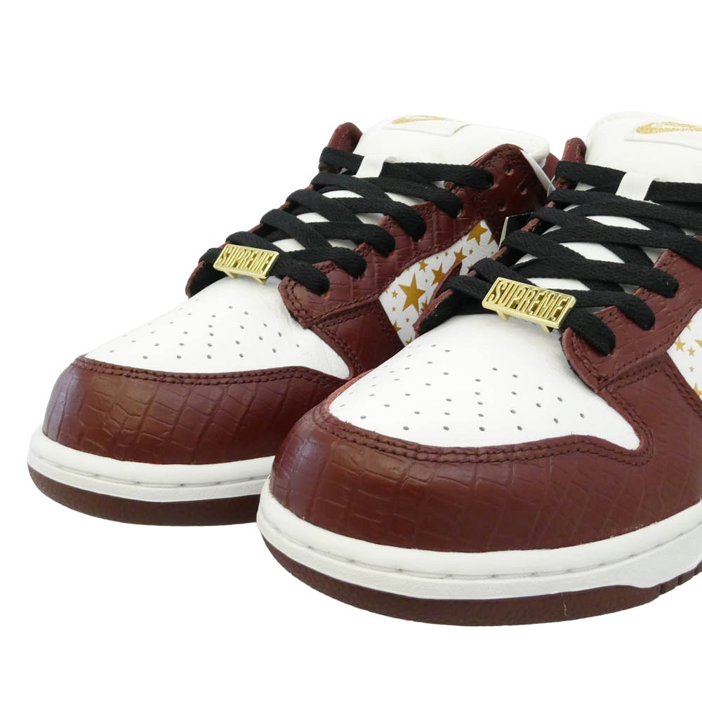 Supreme シュプリーム NIKE SB ナイキエスビー DH3228-103 フェイクバスターズ鑑定済 Nike ナイキ SB Dunk Low OG QS Gold Stars White Barkroot Brown ダンク ロー ゴールドスターズ ホワイト バークルートブラウン ローカット スニーカー ホワイト系 ブラウン系 27cm【極上美品】【中古】
