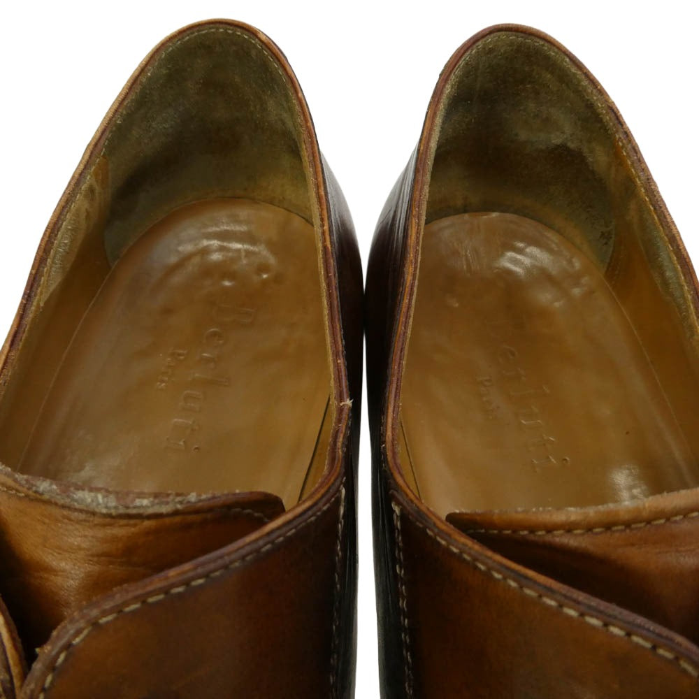 Berluti ベルルッティ コントラストステッチ スクエアトゥ レースアップ レザー シューズ ブラウン系 UK8 1/2【中古】