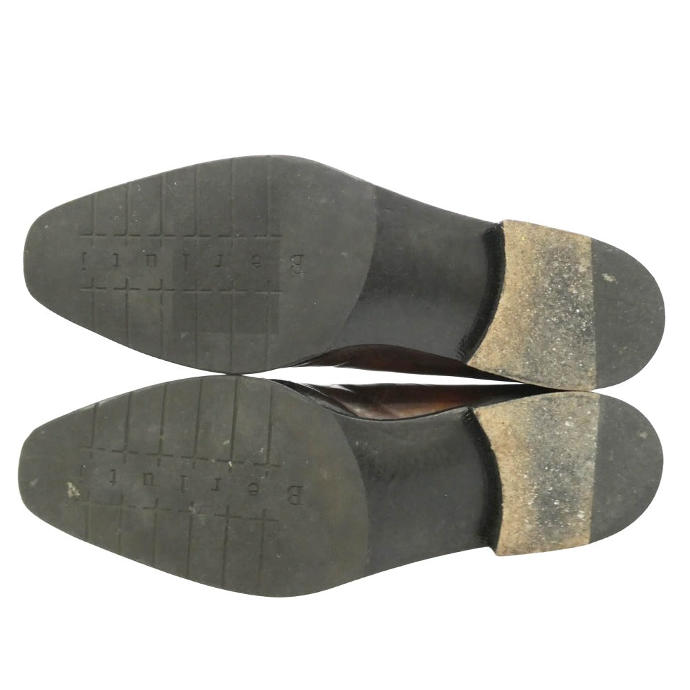 Berluti ベルルッティ コントラストステッチ スクエアトゥ レースアップ レザー シューズ ブラウン系 UK8 1/2【中古】