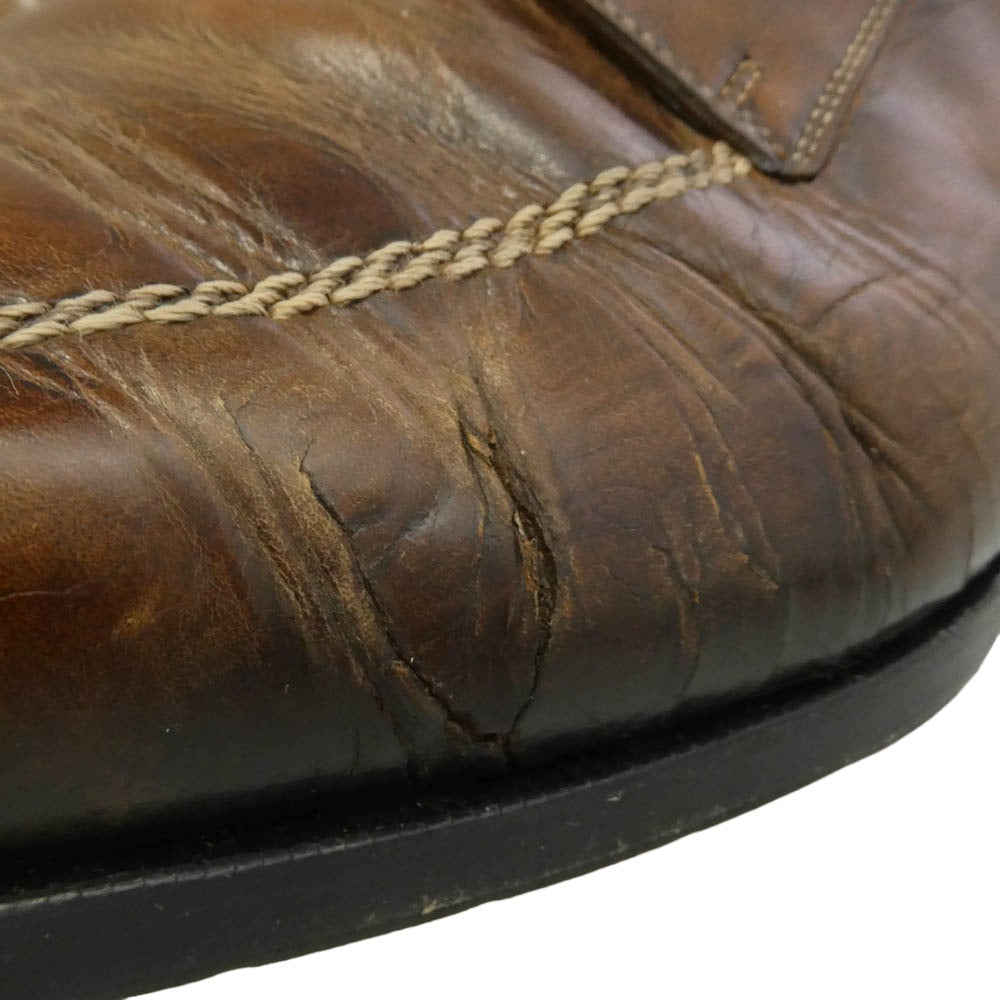 Berluti ベルルッティ コントラストステッチ スクエアトゥ レースアップ レザー シューズ ブラウン系 UK8 1/2【中古】