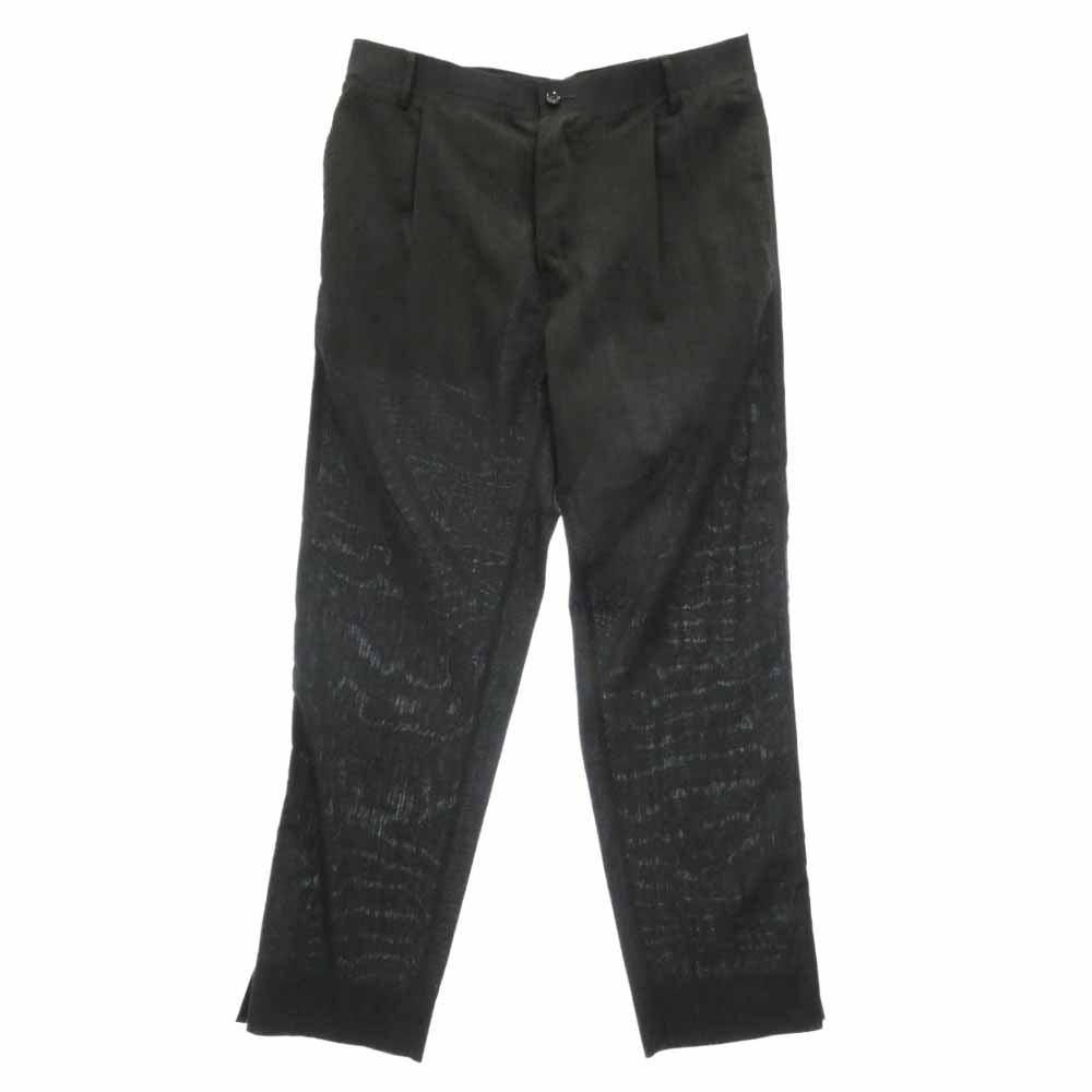 カヴァル ウール シルク混 タック スラックス パンツ ブラック系 M【美品】【中古】