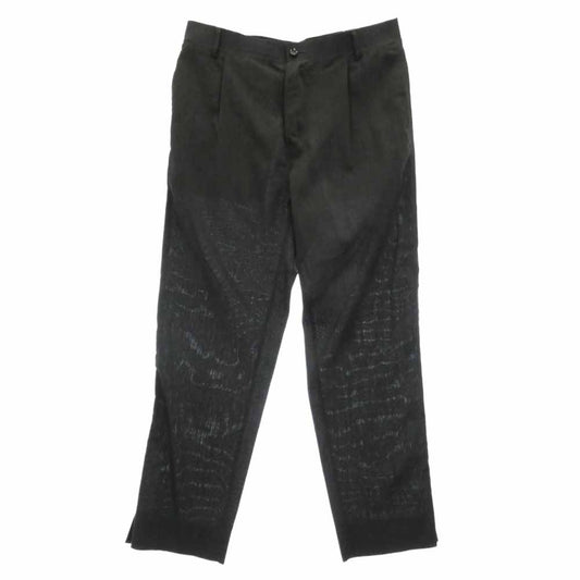 カヴァル ウール シルク混 タック スラックス パンツ ブラック系 M【美品】【中古】