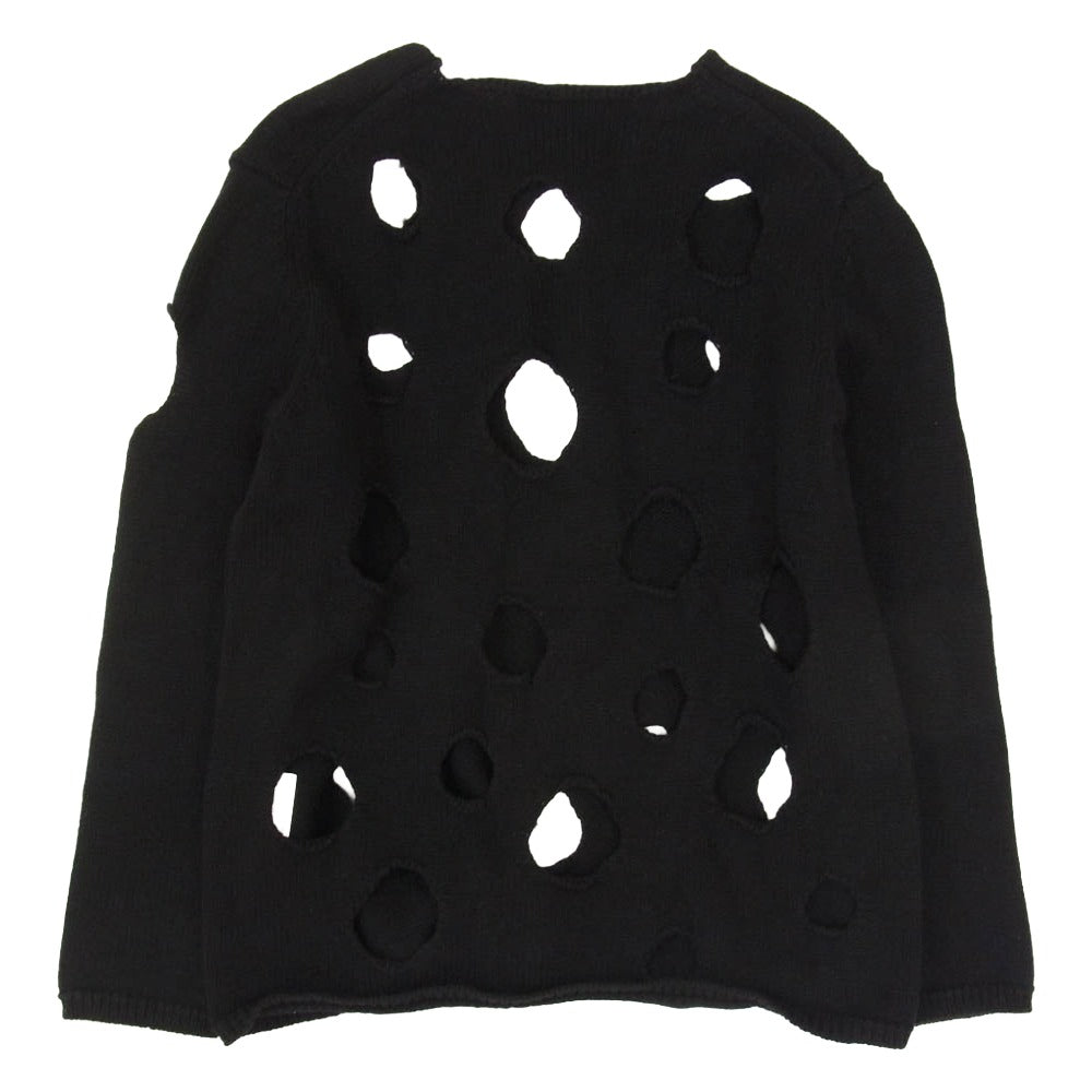 BLACK COMME des GARCONS ブラックコムデギャルソン 1C-N004 穴開き ウール ニット セーター ブラック系 L【中古】