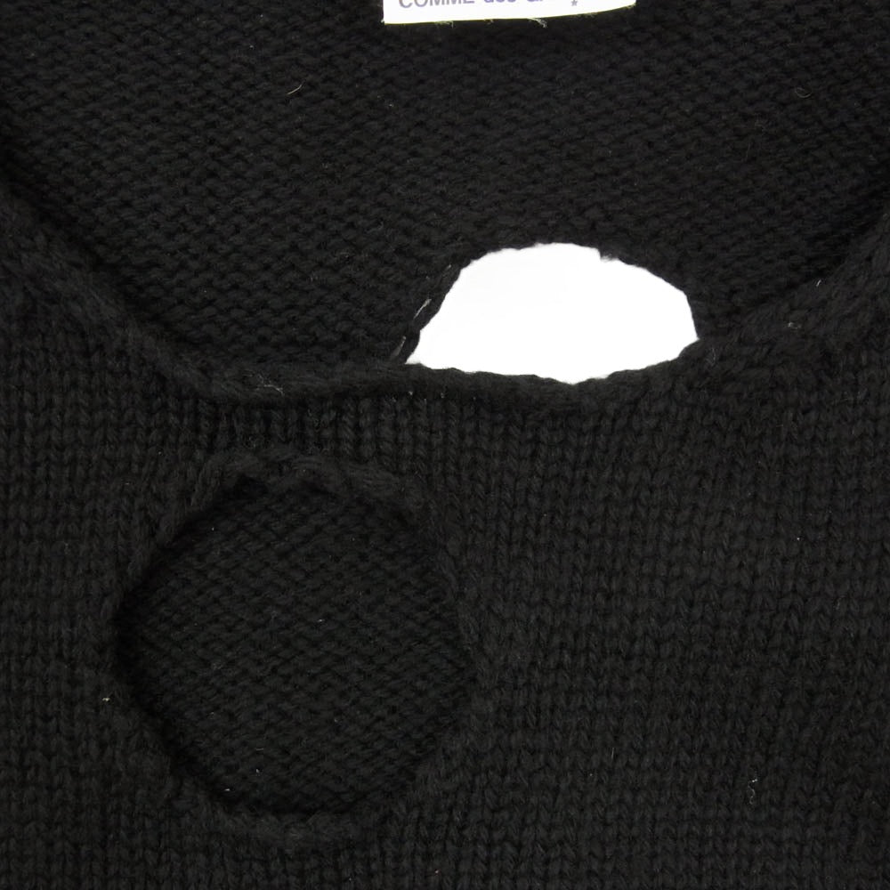 BLACK COMME des GARCONS ブラックコムデギャルソン 1C-N004 穴開き ウール ニット セーター ブラック系 L【中古】