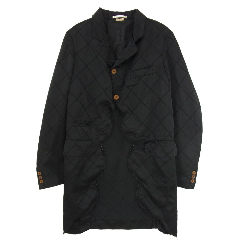 COMME des GARCONS HOMME PLUS コムデギャルソンオムプリュス 20SS PE-J040 エステルサテン 製品染め スカラップ ジャケット ブラック系 S【中古】