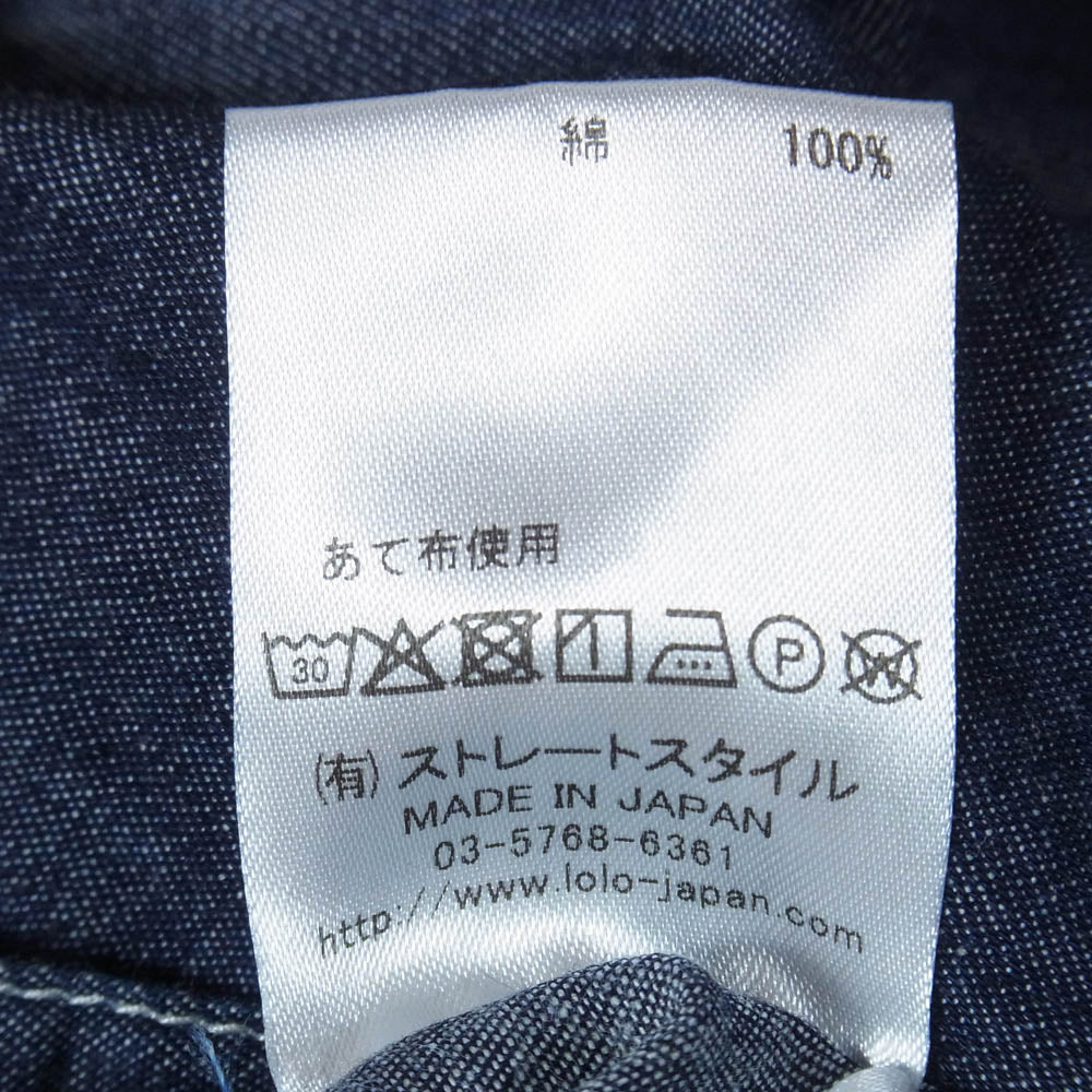 ロロライク 2LS-156 デニム 半袖 シャツ インディゴブルー系 M【中古】
