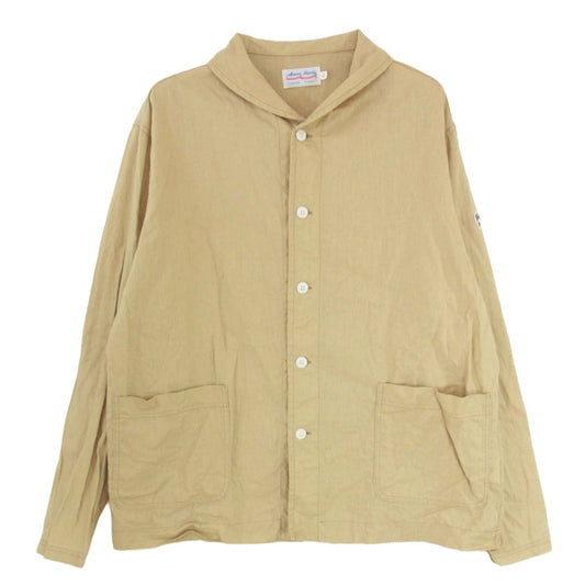 アルボーマレー ロゴ ワッペン 長袖 カバーオール シャツ ジャケット ベージュ系 2【中古】