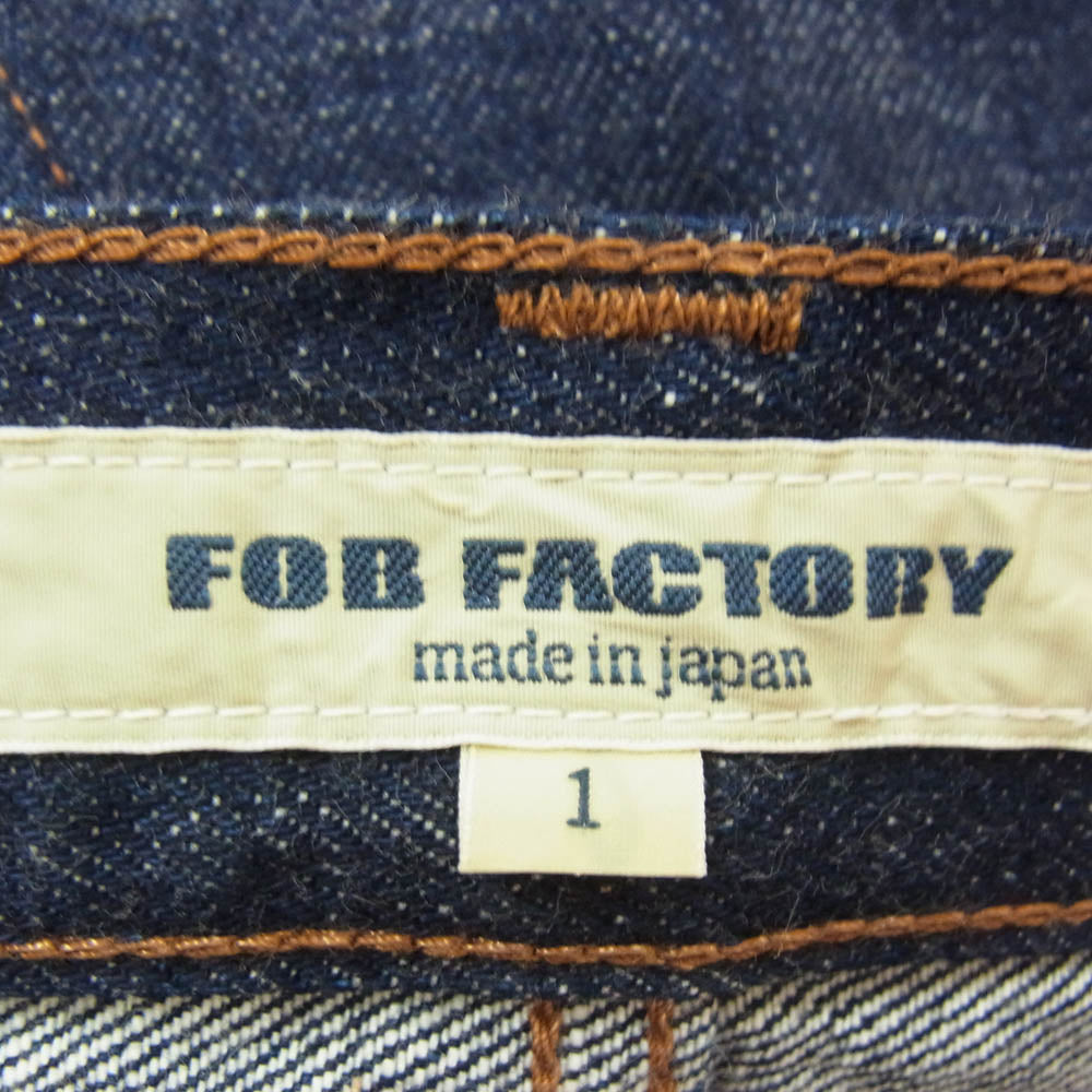 FOB FACTORY エフオービーファクトリー F1147 5P 5ポケット 濃紺 ワイドストレート デニム パンツ 1 インディゴブルー系 1【中古】