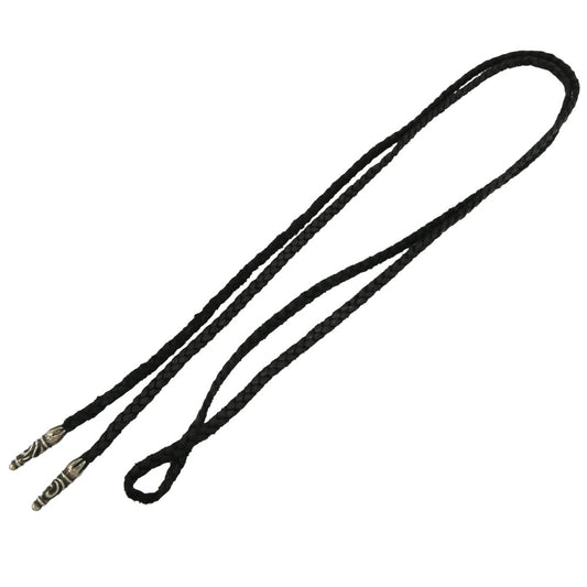 CHROME HEARTS クロムハーツ（原本無） LEATHER BRAID スクロールレザーブレード ネックレス ブラック系 シルバー系【中古】