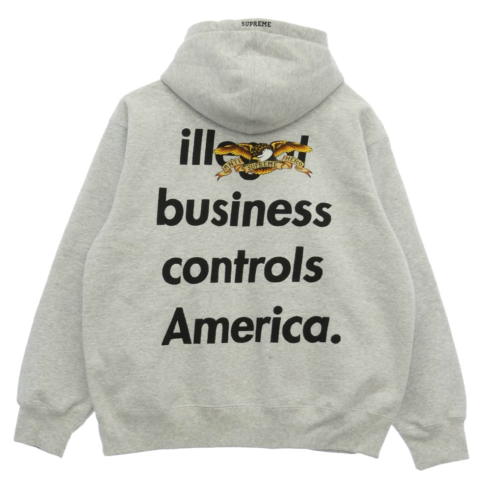 Supreme シュプリーム 25AW x ANTIHERO Hooded Sweatshirt アンタイヒーロー フード スウェットシャツ パーカー グレー系 L【美品】【中古】