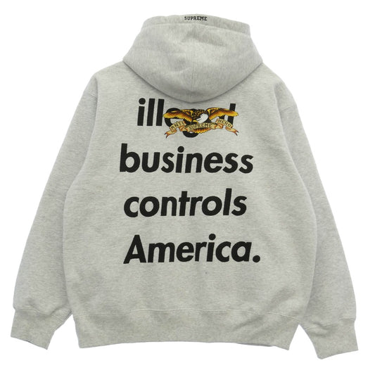 Supreme シュプリーム 25AW x ANTIHERO Hooded Sweatshirt アンタイヒーロー フード スウェットシャツ パーカー グレー系 L【美品】【中古】