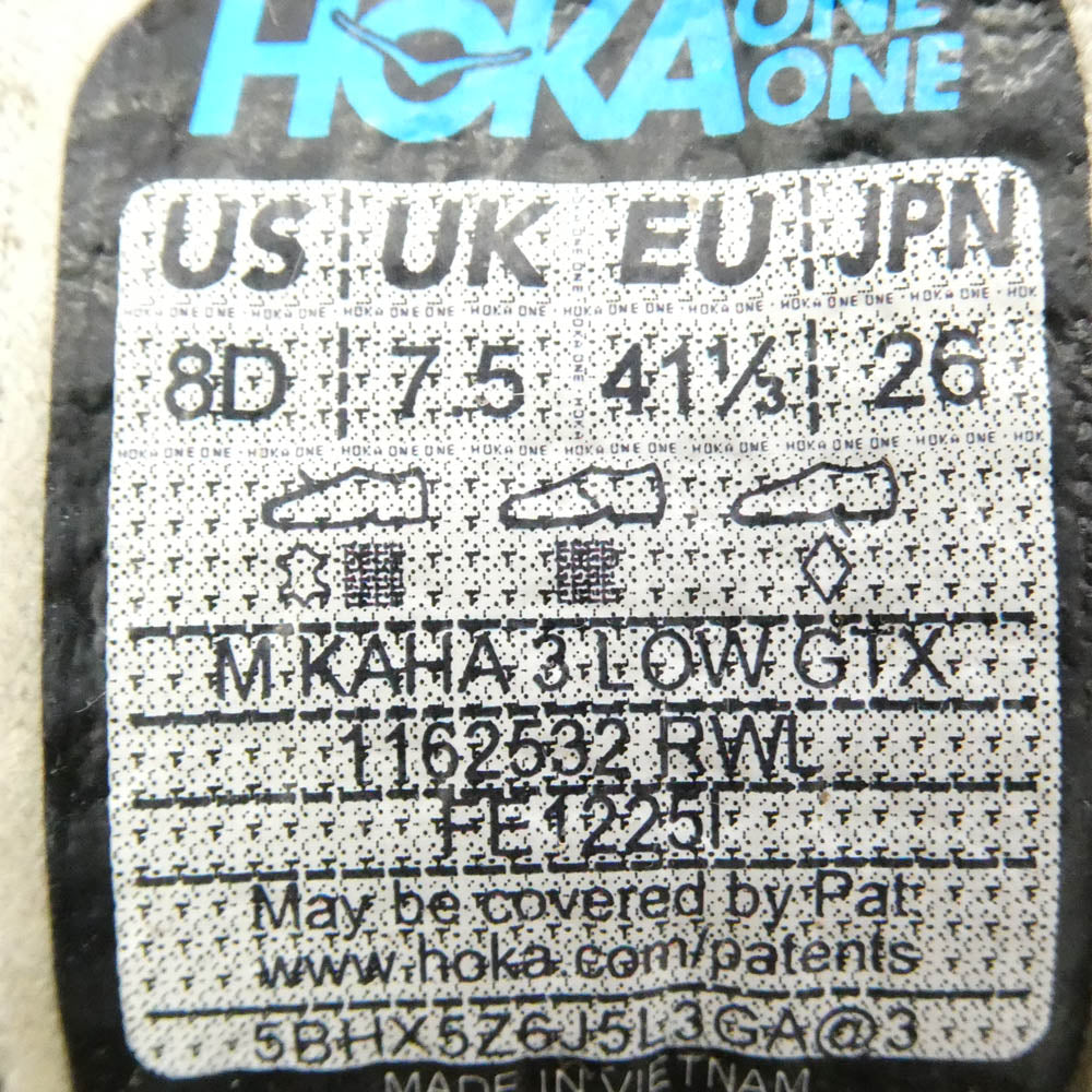 HOKA ONE ONE ホカ オネオネ 1162532 RWL Kaha 3 Low GORE-TEX Raw Linen Oat Milk カハ3 ロー ゴアテックス ロウリネン オートミルク ランニングシューズ ローカットスニーカー ベージュ系 26cm【新古品】【未使用】【中古】