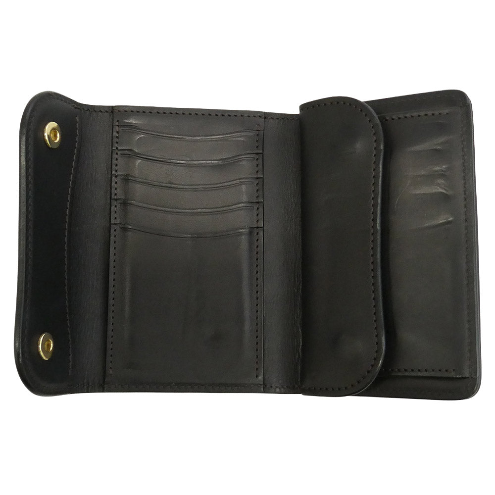 WILDSWANS ワイルドスワンズ BYRNE バーン 三つ折り財布 レザー ウォレット ブラック系【中古】