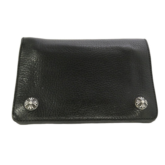 CHROME HEARTS クロムハーツ（原本無） 2ZIP WALLET 2ジップ クロスボールボタン レザーウォレット 財布 ブラック系【中古】