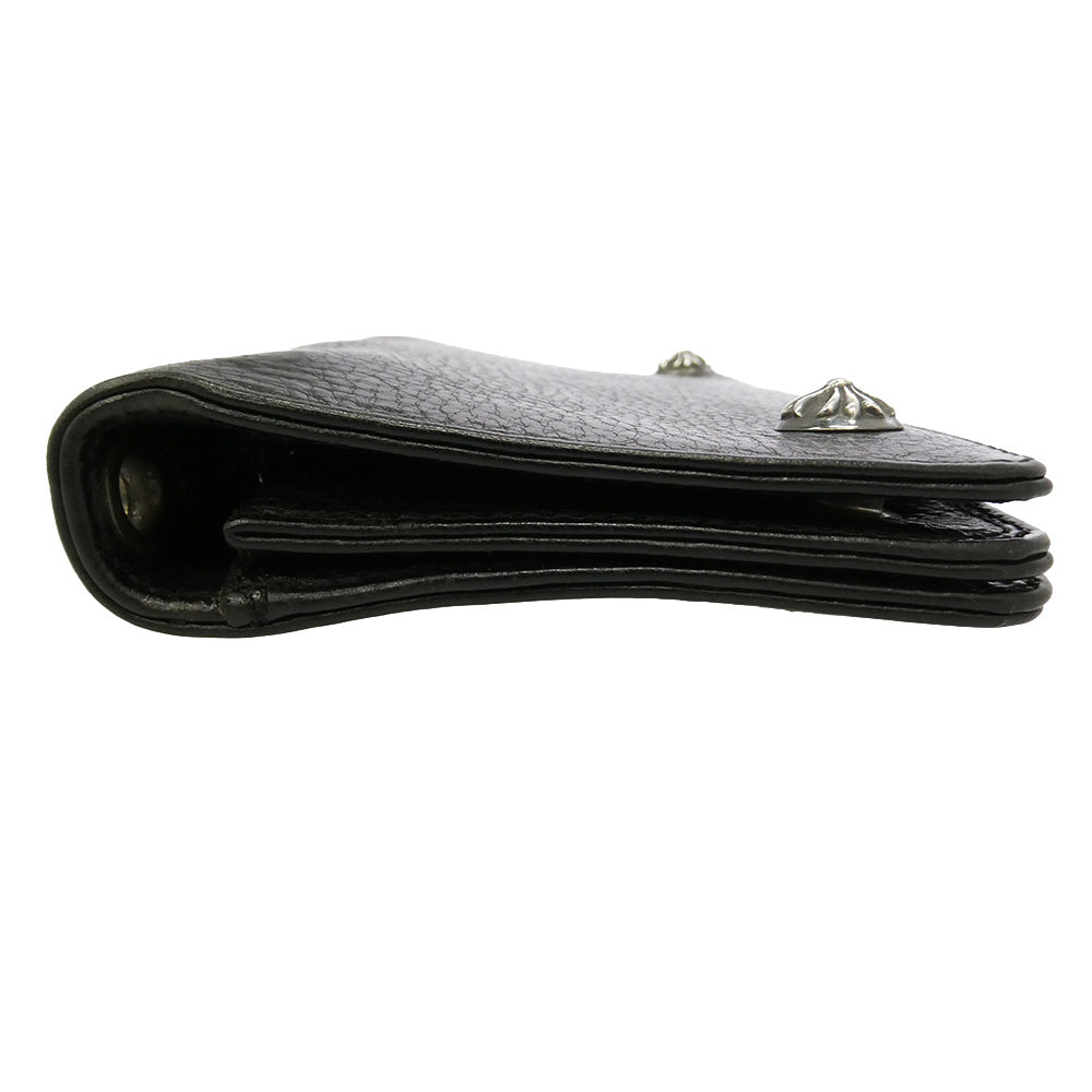 CHROME HEARTS クロムハーツ（原本無） 2ZIP WALLET 2ジップ クロスボールボタン レザーウォレット 財布 ブラック系【中古】