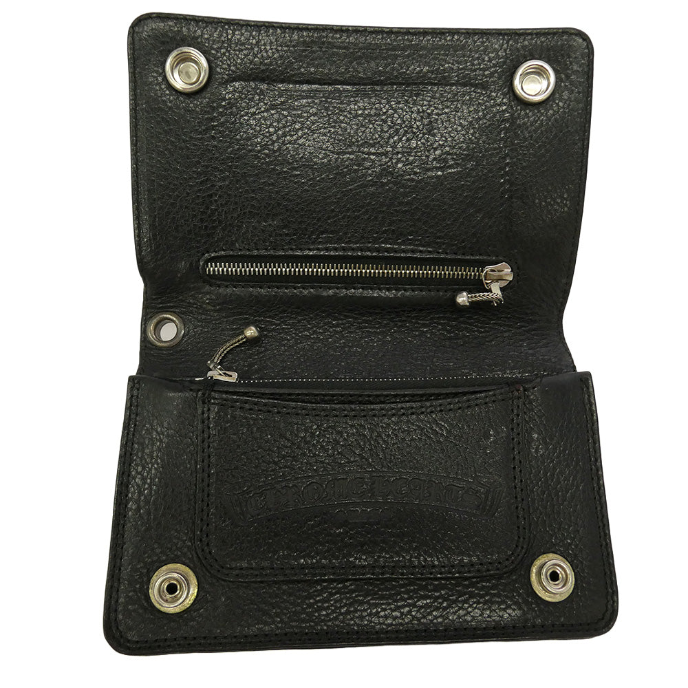 CHROME HEARTS クロムハーツ（原本無） 2ZIP WALLET 2ジップ クロスボールボタン レザーウォレット 財布 ブラック系【中古】