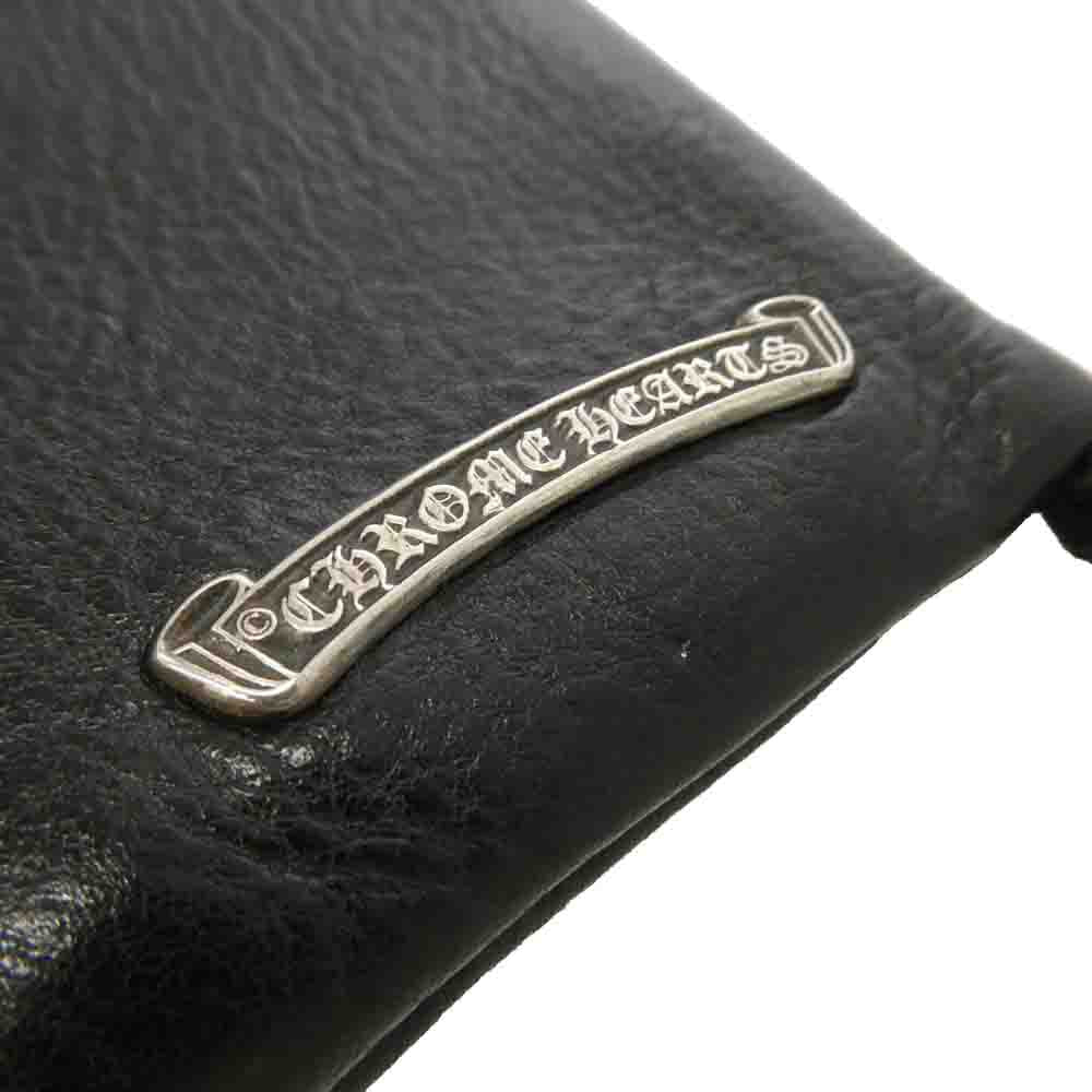 CHROME HEARTS クロムハーツ（原本無） TINY ZIP タイニージップウォレット レザークロスパッチ ダガージップ コンパクトウォレット ミニ財布 ブラック系 シルバー系【中古】