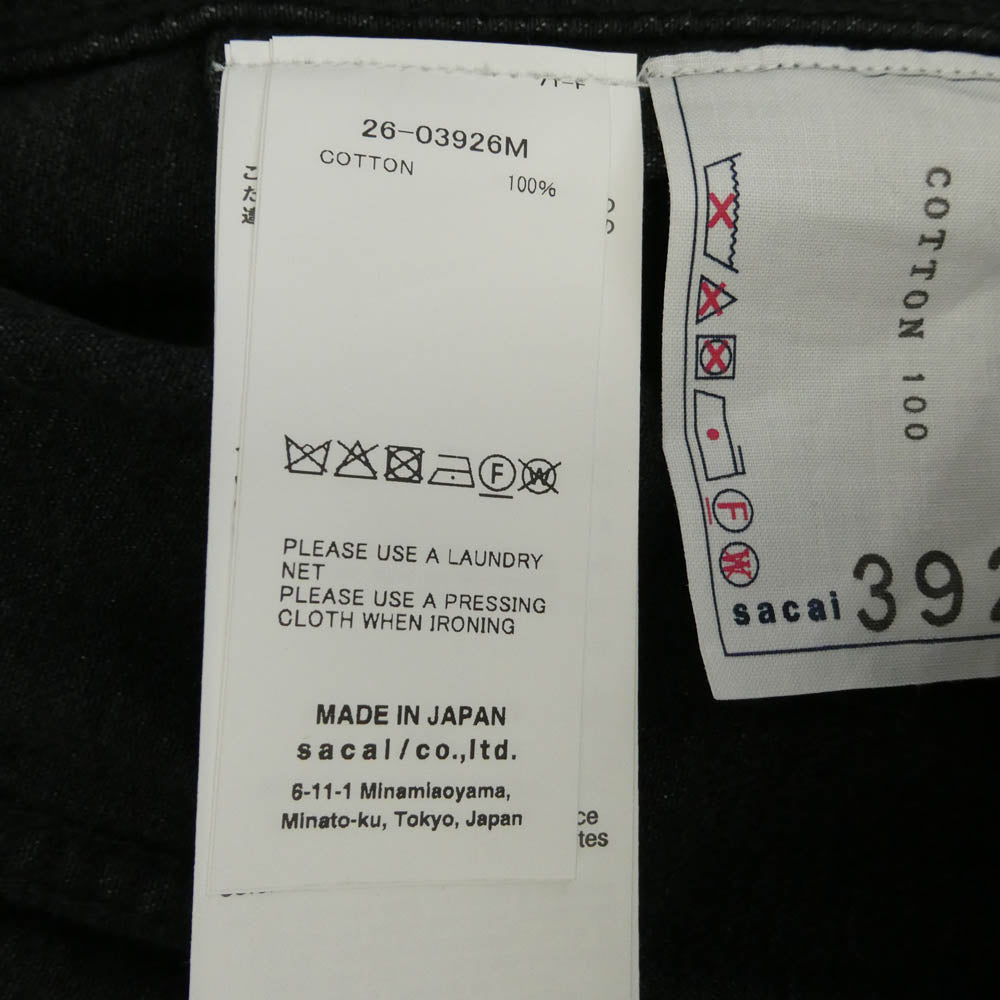 Sacai サカイ 26SS 26-03926M Denim Jacket デニム ジャケット ブラック系 4【極上美品】【中古】