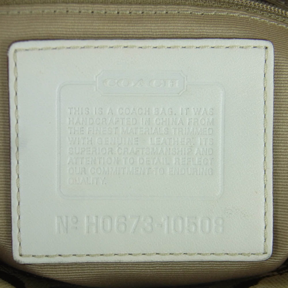 COACH コーチ H0673-10508 シグネチャー レザー キャンバス ハンド バッグ トートバッグ ホワイト系 ブラウン系【中古】