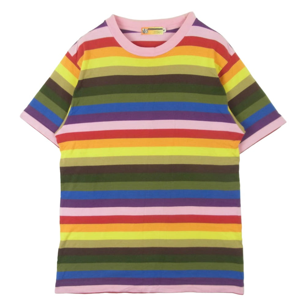 A BATHING APE アベイシングエイプ マルチカラー ボーダー 半袖 Tシャツ コットン 日本製 マルチカラー系 M【中古】