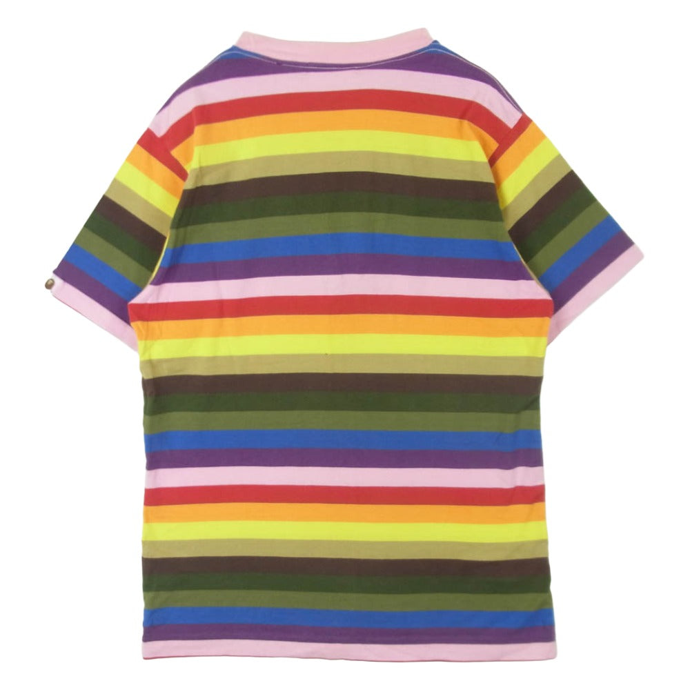 A BATHING APE アベイシングエイプ マルチカラー ボーダー 半袖 Tシャツ コットン 日本製 マルチカラー系 M【中古】