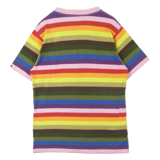 A BATHING APE アベイシングエイプ マルチカラー ボーダー 半袖 Tシャツ コットン 日本製 マルチカラー系 M【中古】