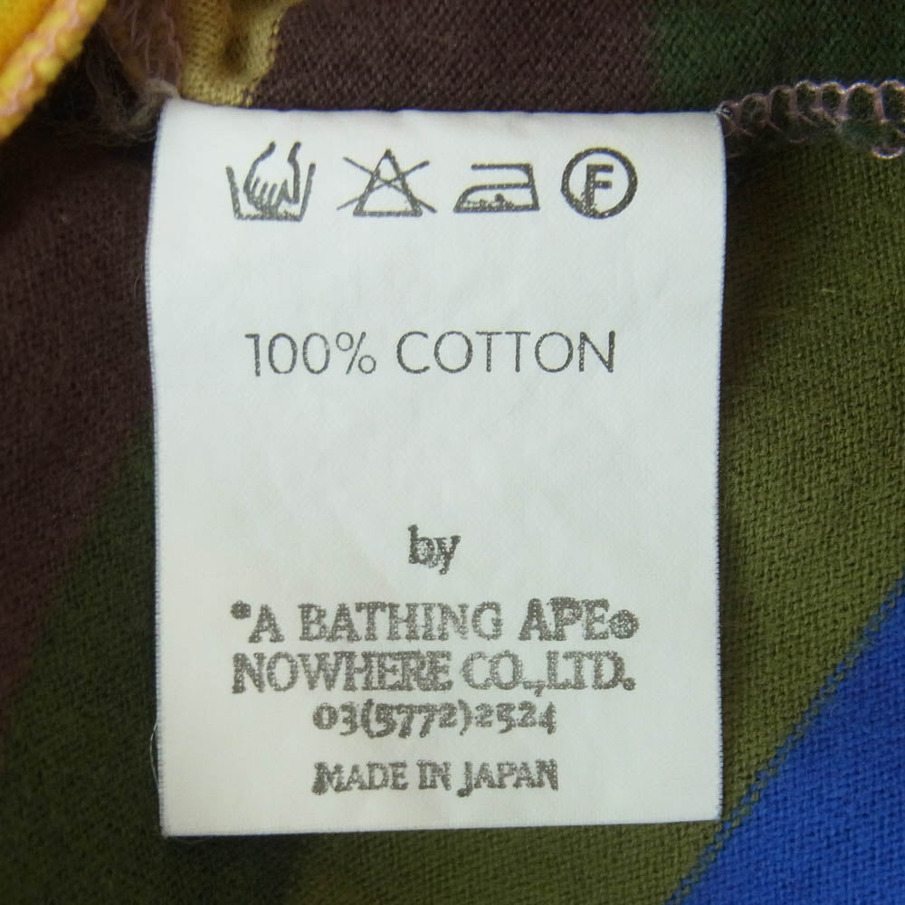 A BATHING APE アベイシングエイプ マルチカラー ボーダー 半袖 Tシャツ コットン 日本製 マルチカラー系 M【中古】