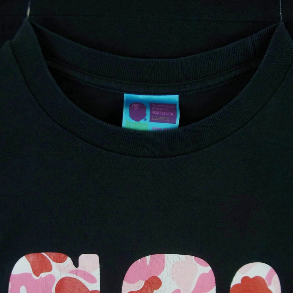 A BATHING APE アベイシングエイプ GO APE 迷彩 ロゴ プリント Tシャツ 半袖 コットン 日本製 ブラック系 L【中古】