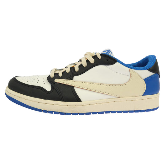NIKE ナイキ FRAGMENT DESIGN フラグメントデザイン DM7866-140 【フェイクバスターズ鑑定済】× Travis Scottトラヴィススコット × fragment design フラグメントデザイン Air Jordan 1 Low OG SP Military Blue AJ1 エアジョーダン1 ロー ローカット スニーカー ホワイト系 ブラック系 ブルー系 27.5cm【中古】