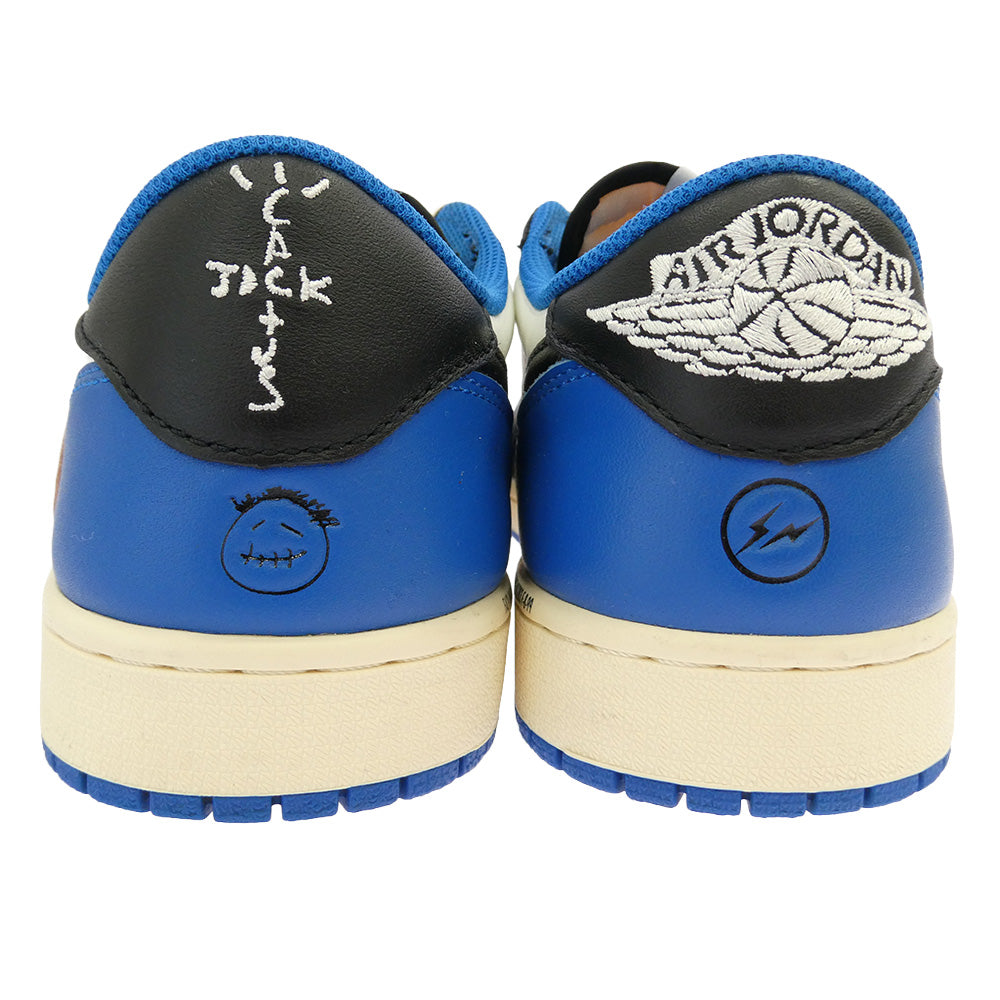 NIKE ナイキ FRAGMENT DESIGN フラグメントデザイン DM7866-140 【フェイクバスターズ鑑定済】× Travis Scottトラヴィススコット × fragment design フラグメントデザイン Air Jordan 1 Low OG SP Military Blue AJ1 エアジョーダン1 ロー ローカット スニーカー ホワイト系 ブラック系 ブルー系 27.5cm【中古】