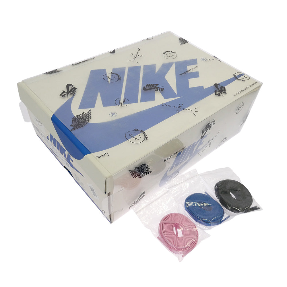 NIKE ナイキ FRAGMENT DESIGN フラグメントデザイン DM7866-140 【フェイクバスターズ鑑定済】× Travis Scottトラヴィススコット × fragment design フラグメントデザイン Air Jordan 1 Low OG SP Military Blue AJ1 エアジョーダン1 ロー ローカット スニーカー ホワイト系 ブラック系 ブルー系 27.5cm【中古】