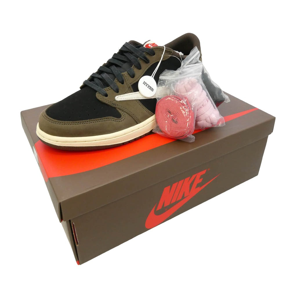 NIKE ナイキ CQ4277-001 【フェイクバスターズ鑑定済】× Travis Scott トラヴィススコット Nike Air Jordan 1 Low OG SP-T Black Dark Mocha AJ1 エアジョーダン1 ロー ローカット スニーカー ブラウン系 ブラック系 27.5cm【新古品】【未使用】【中古】