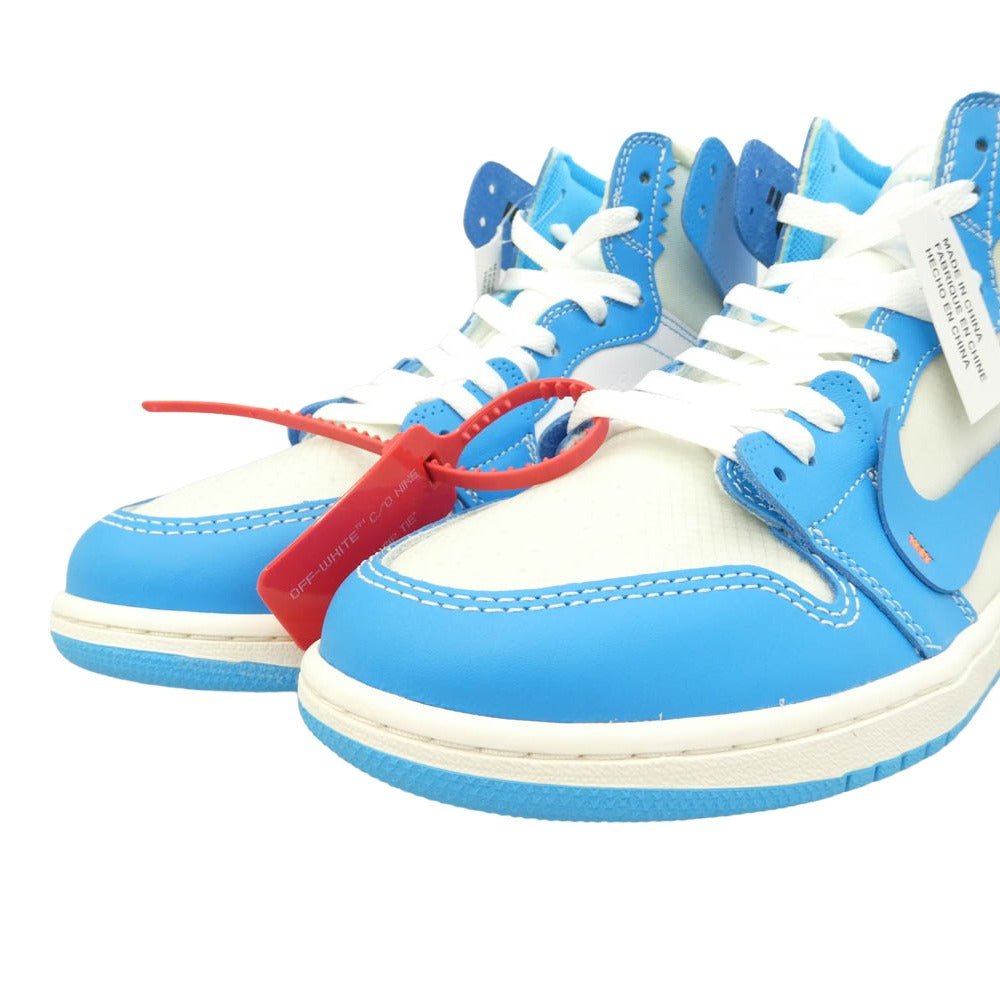 NIKE ナイキ OFF-WHITE オフホワイト AQ0818-148 【フェイクバスターズ鑑定済】× Off-White オフホワイト Air Jordan 1 AJ1 High UNC White Dark Powder Blue エアジョーダン1 ハイ ハイカット スニーカー オフホワイト系 ライトブルー系 28cm【新古品】【未使用】【中古】