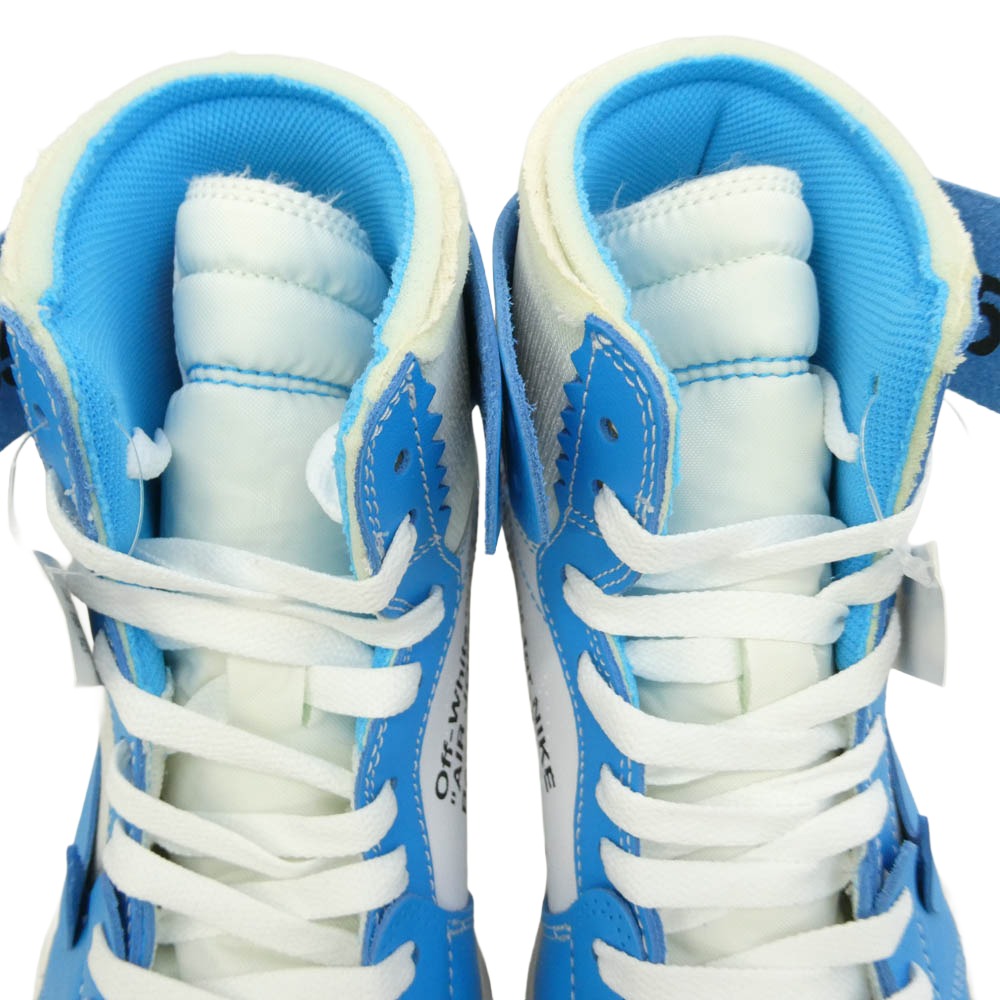 NIKE ナイキ OFF-WHITE オフホワイト AQ0818-148 【フェイクバスターズ鑑定済】× Off-White オフホワイト Air Jordan 1 AJ1 High UNC White Dark Powder Blue エアジョーダン1 ハイ ハイカット スニーカー オフホワイト系 ライトブルー系 28cm【新古品】【未使用】【中古】