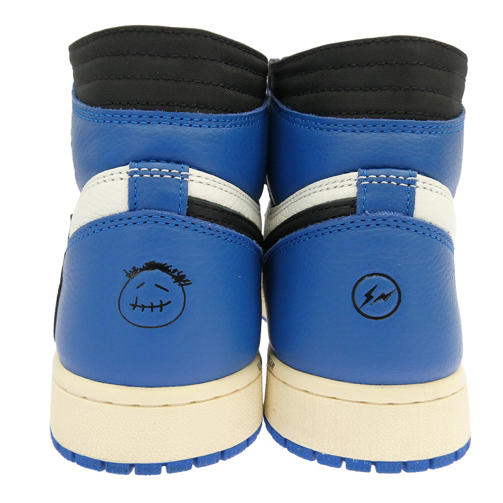 NIKE ナイキ FRAGMENT DESIGN フラグメントデザイン DH3227-105 【フェイクバスターズ鑑定済】× Travis Scottトラヴィススコット × fragment design フラグメントデザイン Air Jordan 1 Retro High OG SP Military Blue エアジョーダン1 レトロ ハイ ハイカット スニーカー ブルー系 ホワイト系 27cm【中古】