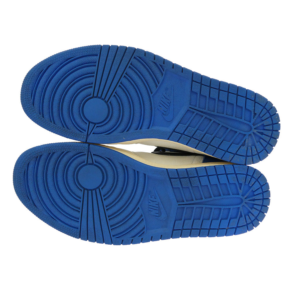 NIKE ナイキ FRAGMENT DESIGN フラグメントデザイン DH3227-105 【フェイクバスターズ鑑定済】× Travis Scottトラヴィススコット × fragment design フラグメントデザイン Air Jordan 1 Retro High OG SP Military Blue エアジョーダン1 レトロ ハイ ハイカット スニーカー ブルー系 ホワイト系 27cm【中古】