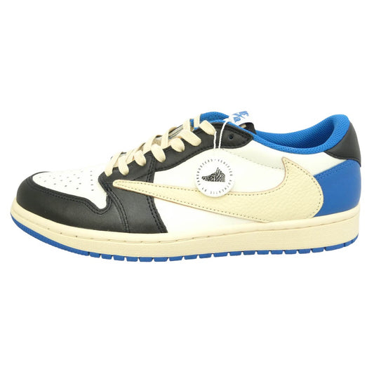 NIKE ナイキ FRAGMENT DESIGN フラグメントデザイン DM7866-140 【フェイクバスターズ鑑定済】 × Travis Scottトラヴィススコット × fragment design フラグメントデザイン Air Jordan 1 Low OG SP Military Blue AJ1 エアジョーダン1 ロー ローカット スニーカー ブルー系 ブラック系 27.5cm【新古品】【未使用】【中古】