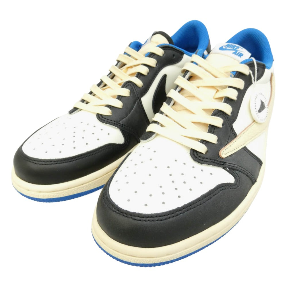 NIKE ナイキ FRAGMENT DESIGN フラグメントデザイン DM7866-140 【フェイクバスターズ鑑定済】 × Travis Scottトラヴィススコット × fragment design フラグメントデザイン Air Jordan 1 Low OG SP Military Blue AJ1 エアジョーダン1 ロー ローカット スニーカー ブルー系 ブラック系 27.5cm【新古品】【未使用】【中古】