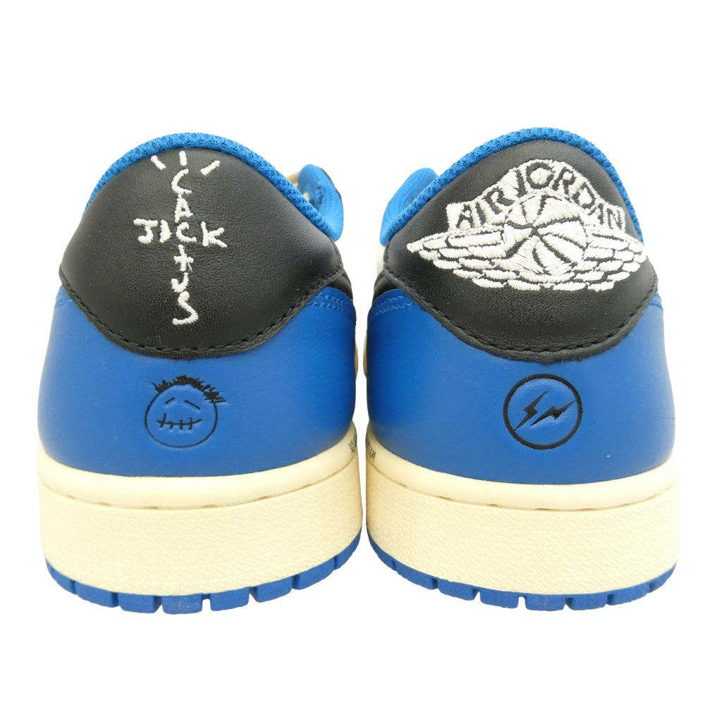 NIKE ナイキ FRAGMENT DESIGN フラグメントデザイン DM7866-140 【フェイクバスターズ鑑定済】 × Travis Scottトラヴィススコット × fragment design フラグメントデザイン Air Jordan 1 Low OG SP Military Blue AJ1 エアジョーダン1 ロー ローカット スニーカー ブルー系 ブラック系 27.5cm【新古品】【未使用】【中古】
