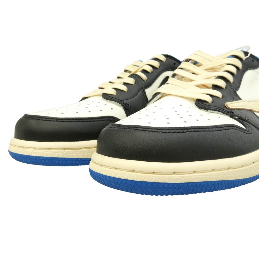 NIKE ナイキ FRAGMENT DESIGN フラグメントデザイン DM7866-140 【フェイクバスターズ鑑定済】 × Travis Scottトラヴィススコット × fragment design フラグメントデザイン Air Jordan 1 Low OG SP Military Blue AJ1 エアジョーダン1 ロー ローカット スニーカー ブルー系 ブラック系 27.5cm【新古品】【未使用】【中古】