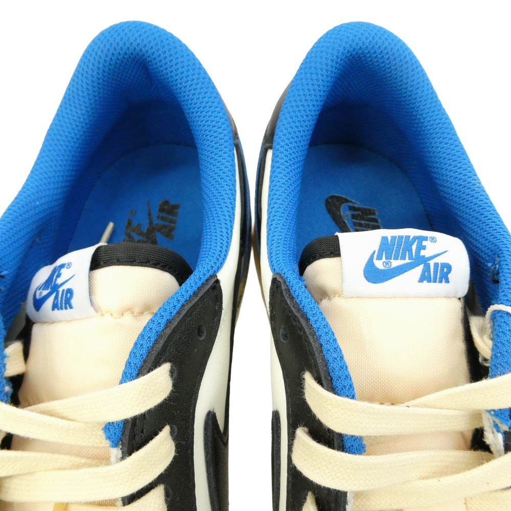 NIKE ナイキ FRAGMENT DESIGN フラグメントデザイン DM7866-140 【フェイクバスターズ鑑定済】 × Travis Scottトラヴィススコット × fragment design フラグメントデザイン Air Jordan 1 Low OG SP Military Blue AJ1 エアジョーダン1 ロー ローカット スニーカー ブルー系 ブラック系 27.5cm【新古品】【未使用】【中古】