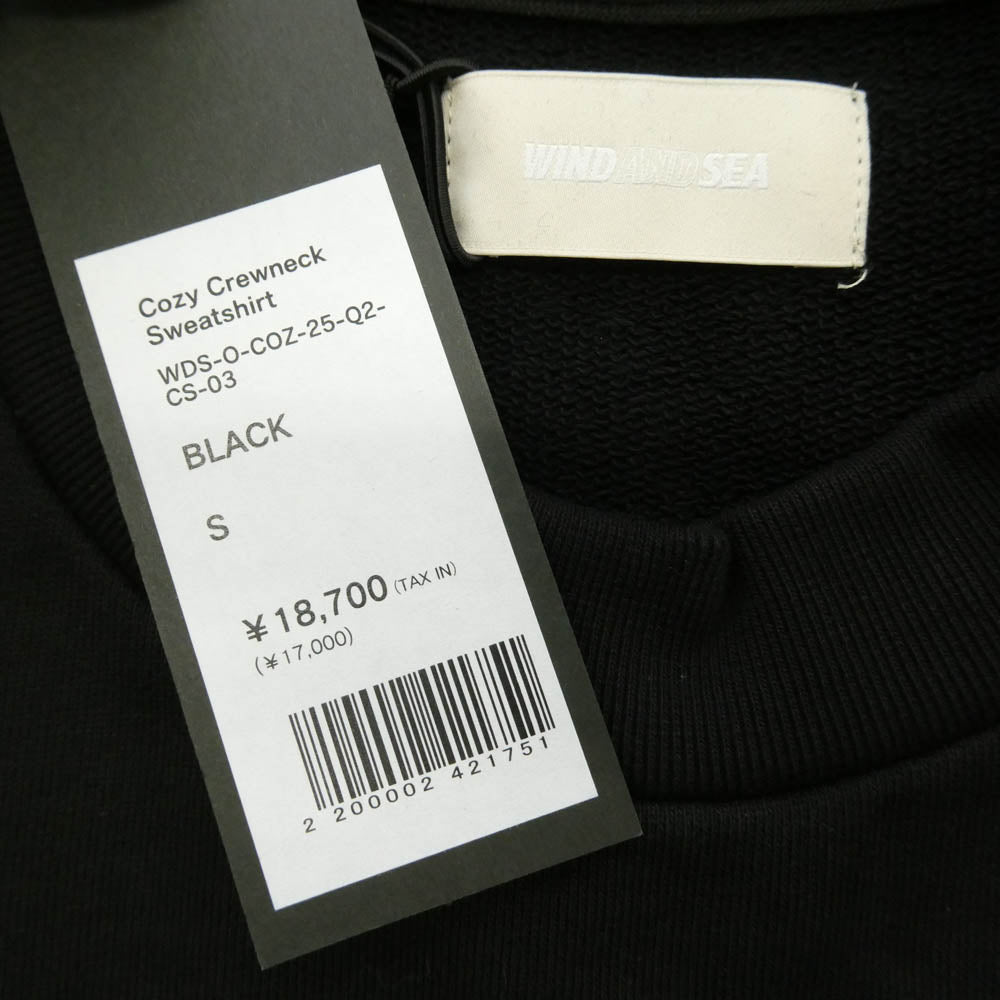 WIND AND SEA ウィンダンシー Cozy Crewneck Sweatshirt サイドジップ コージー クルーネック スウェットシャツ トレーナー ブラック系 S【中古】