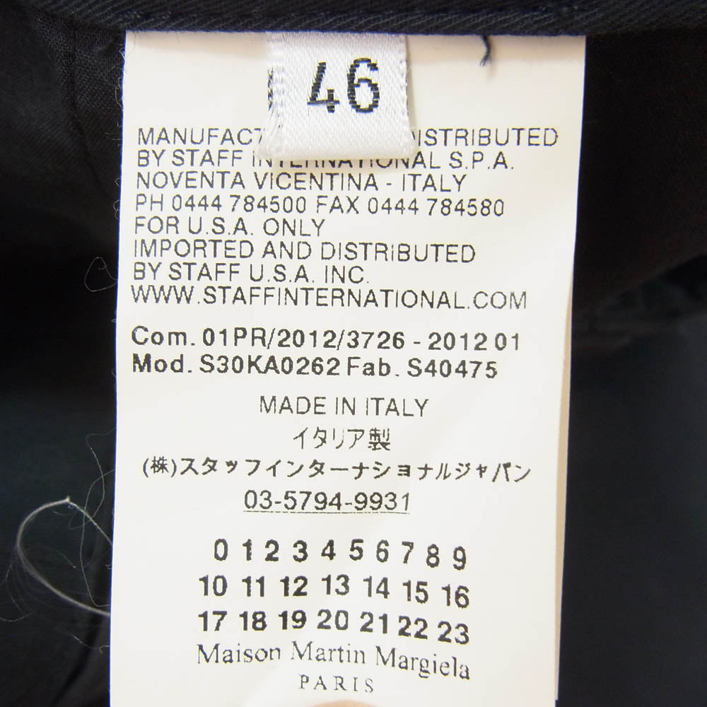 MAISON MARGIELA メゾンマルジェラ 12SS S30KA0262 サイドライン スラックス パンツ ネイビー系 46【中古】