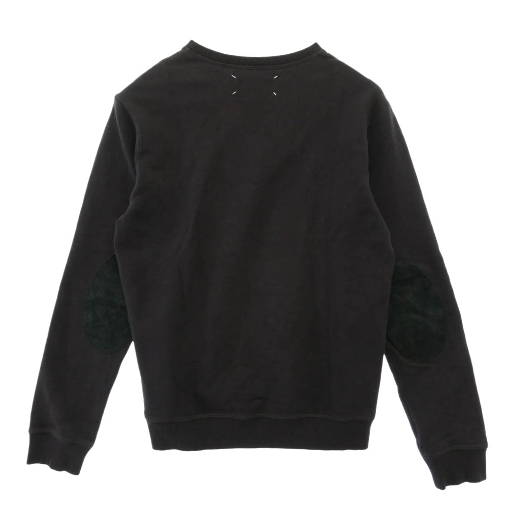 MAISON MARGIELA メゾンマルジェラ 15AW S50GU0026 スエードレザー エルボーパッチ クルーネックスウェットトレーナー 46 チャコール系 46【中古】